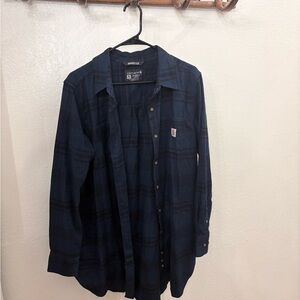 Carhartt womens Dark Navy Plaid Button-Down Shirt
